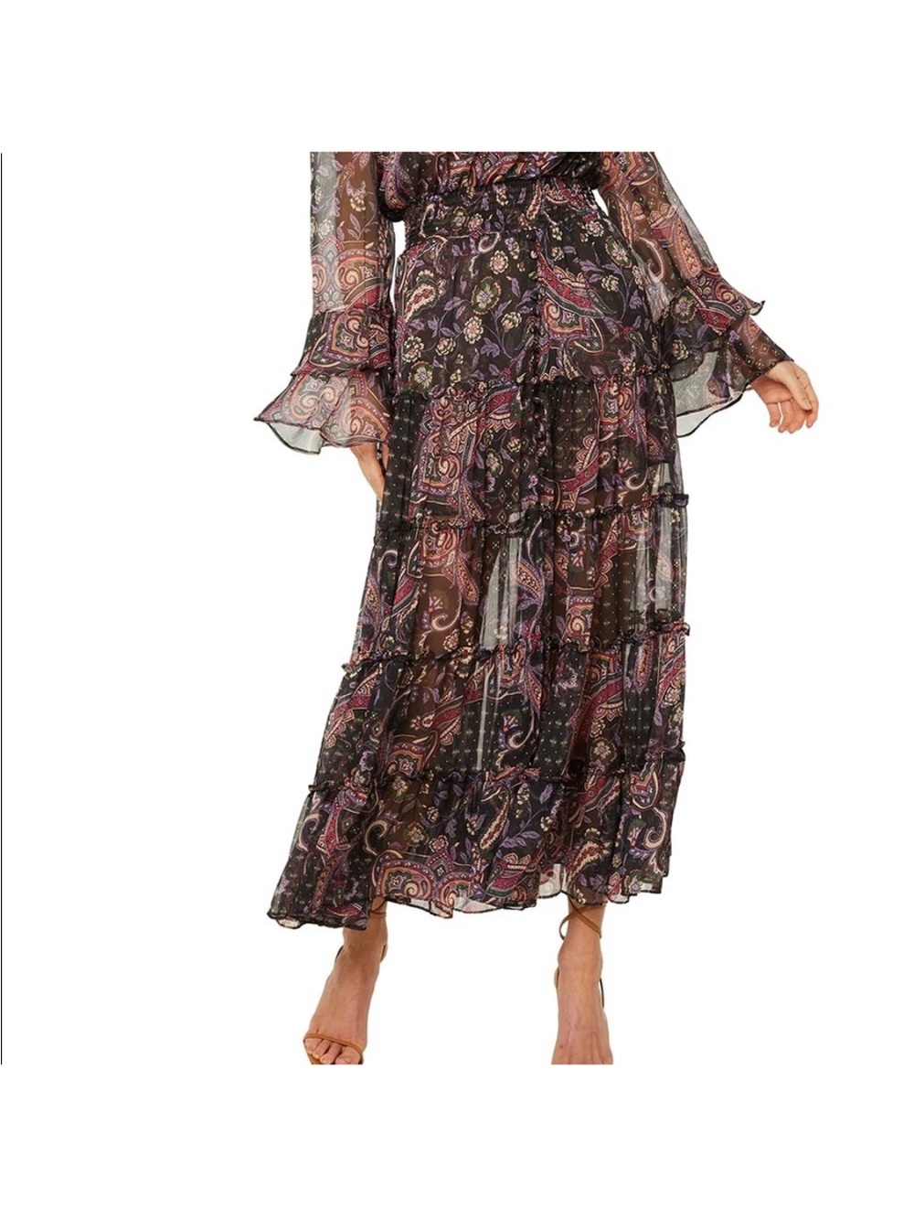 MISA LOS ANGELES BETHANY Maxi Dress Color: Gypset Long Sleeve Size XS - Picture 7 of 17
